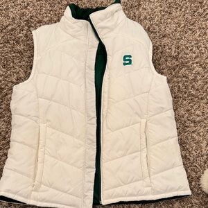 Columbia Green and White MSU Quilted Vest